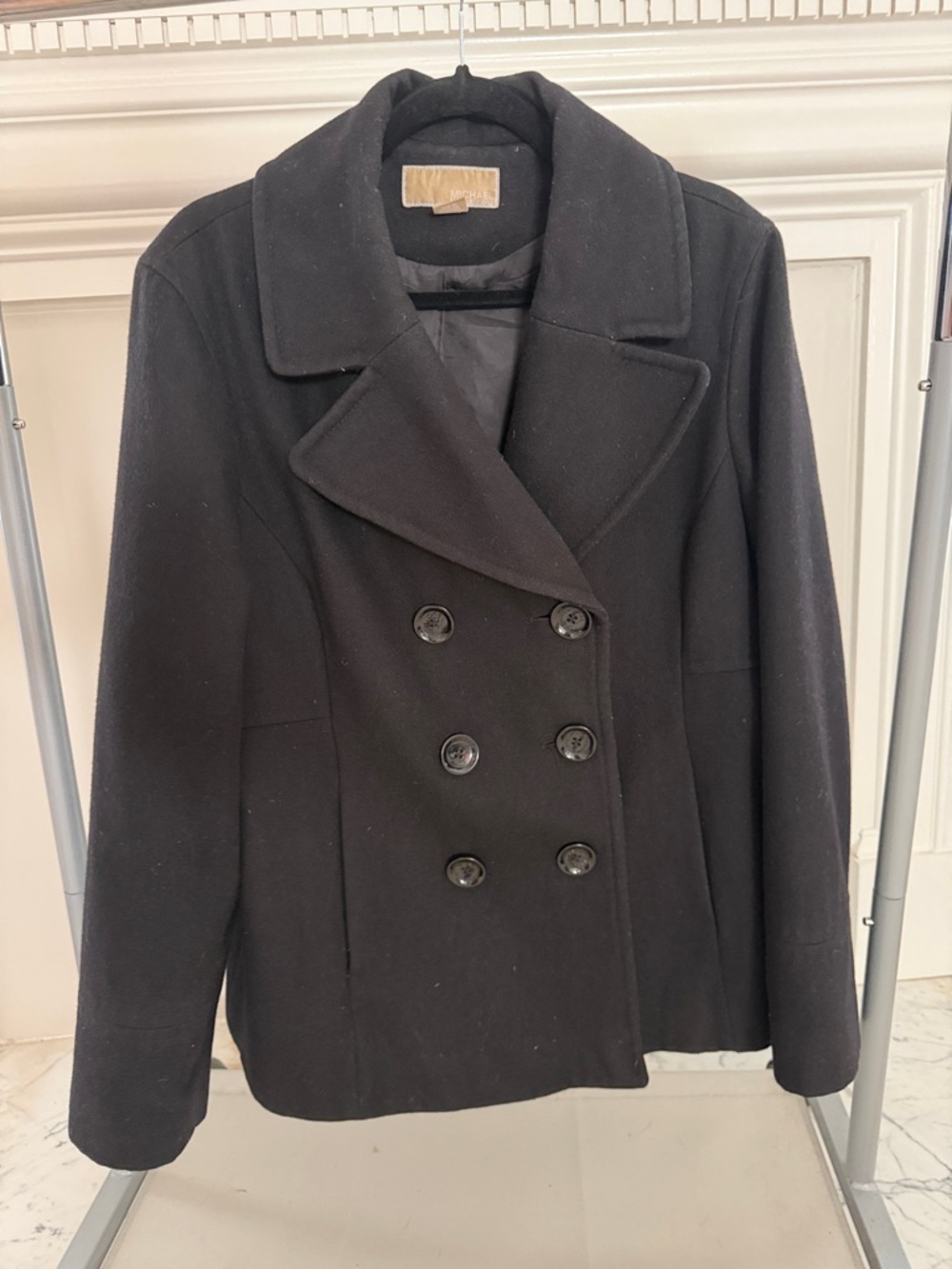 MICHAEL Michael Kors Black Double-Breasted Pea Coat